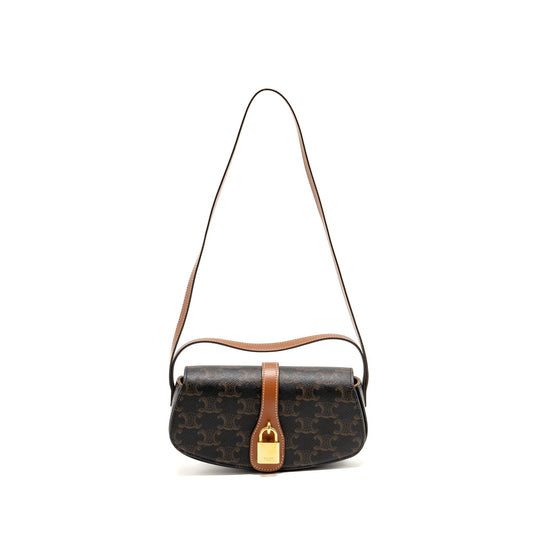 Celine Clutch On Strap Tabou Triomphe Canvas/Calfskin Tan