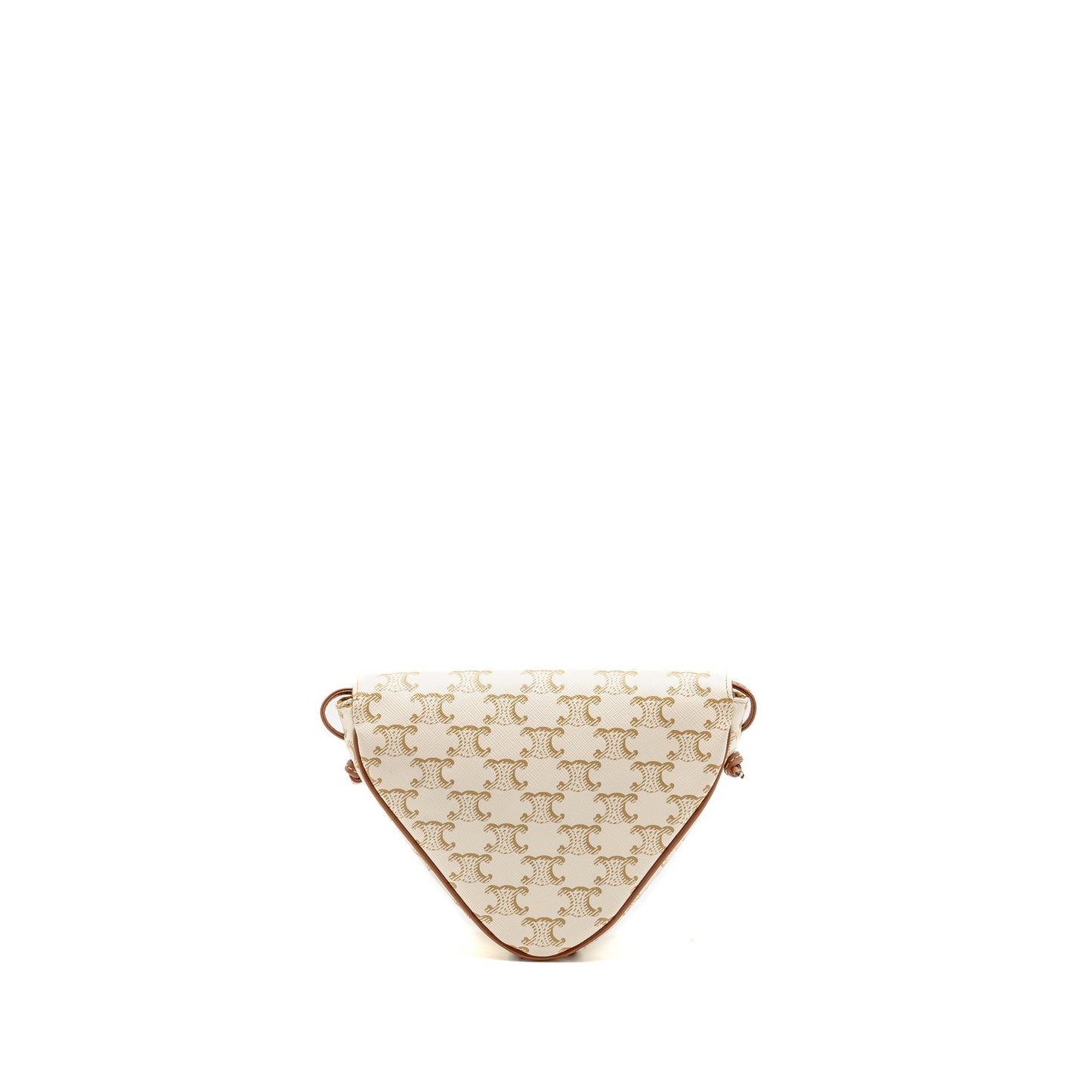Luxury CELINE Triangle Shoulder Bag Triomphe Canvas White/Tan