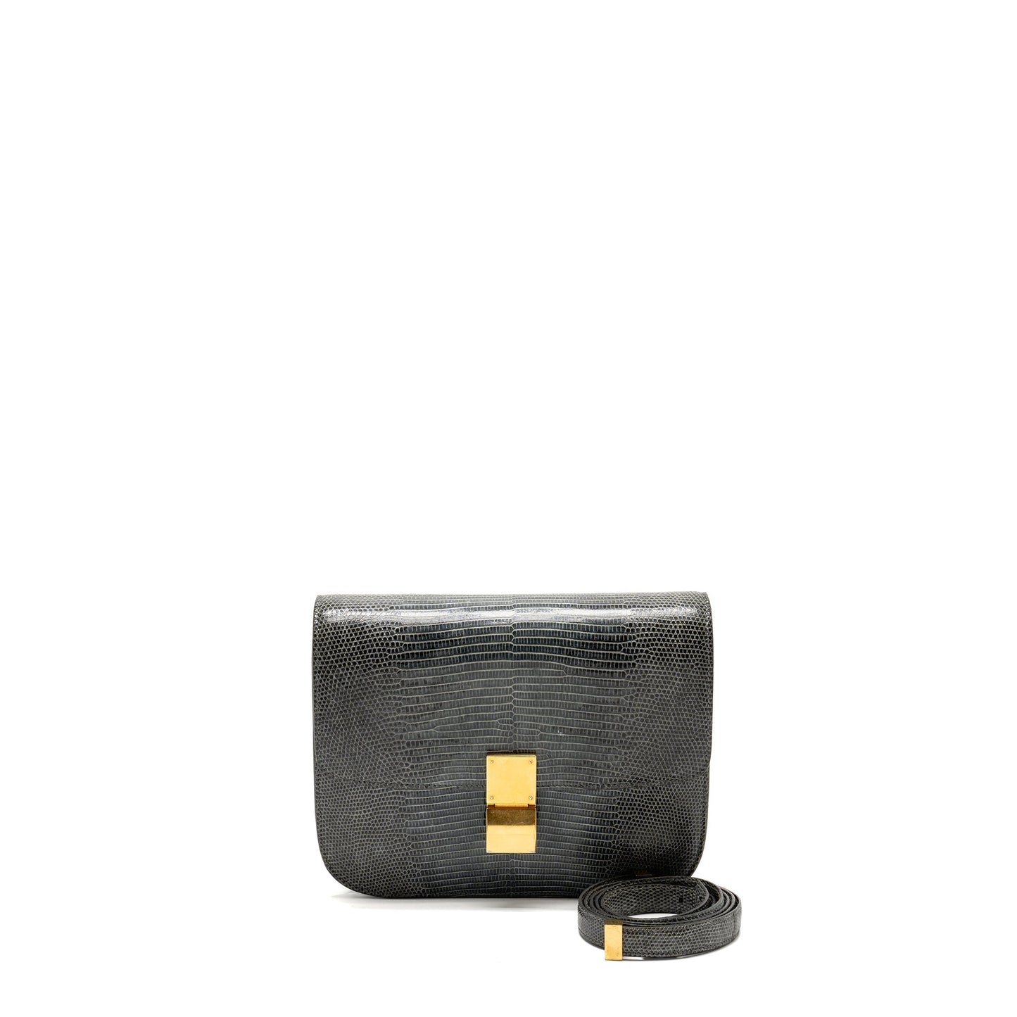 Luxury CELINE Medium Box Bag Lizard Grey GHW