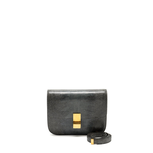 Luxury CELINE Medium Box Bag Lizard Grey GHW