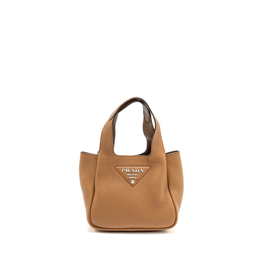 Prada Mini Leather Handbag Calfskin Caramel
