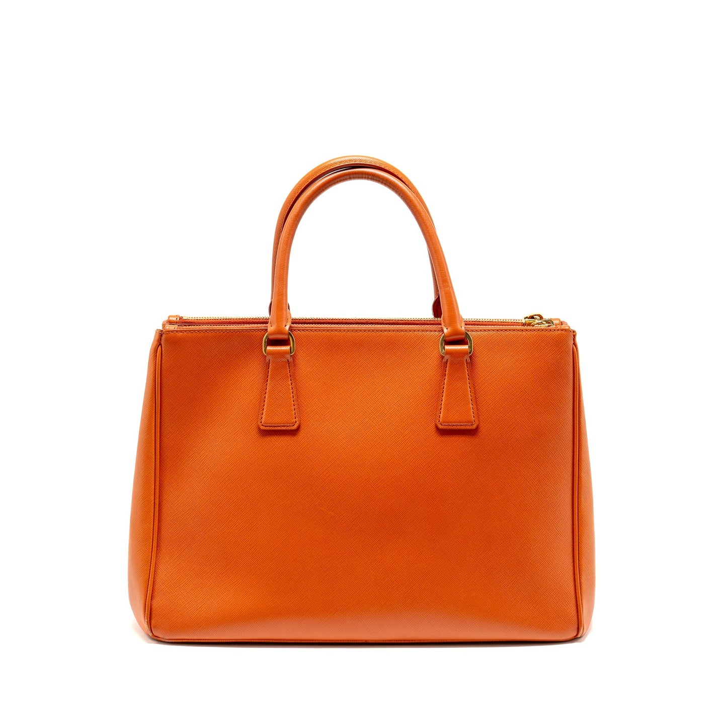 PRADA Large Saffiano Tote Purse Leather Orange