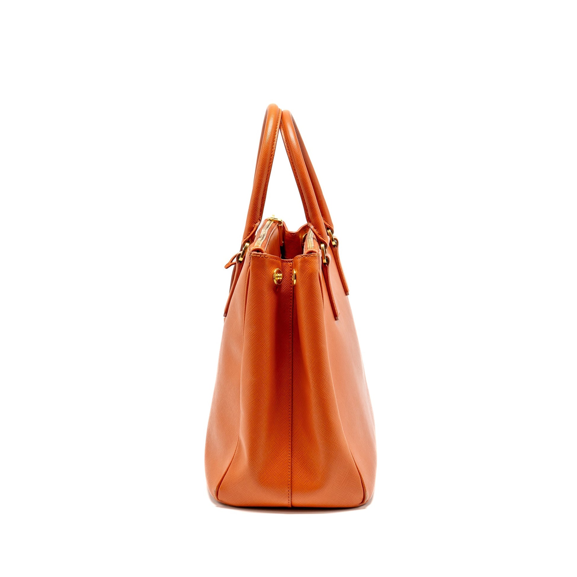 PRADA Large Saffiano Tote Purse Leather Orange