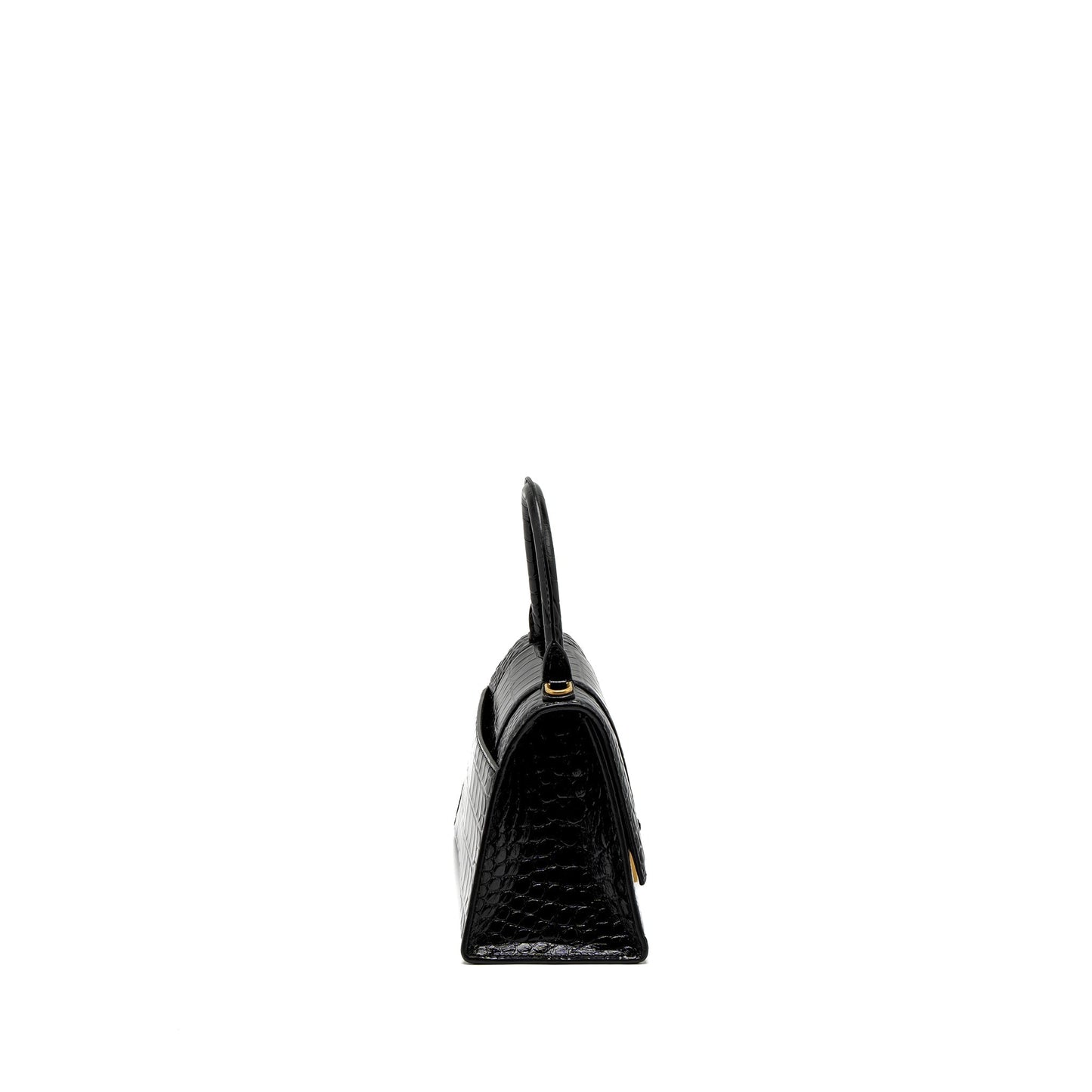 Balenciaga Small Hourglass Purse Crocodile-Embossed Calfskin Black