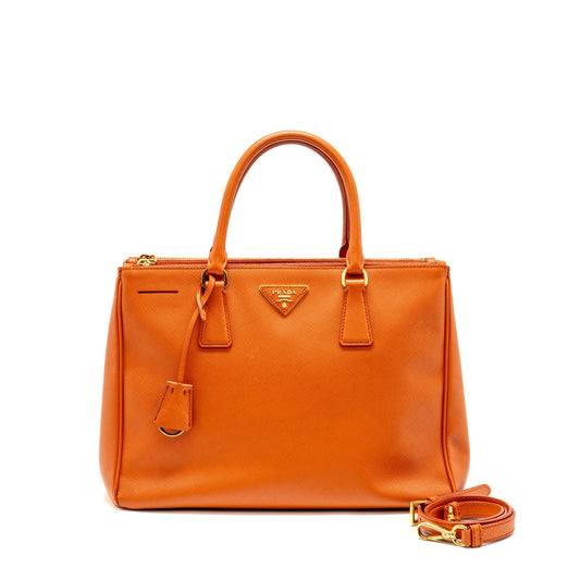 PRADA Large Saffiano Tote Purse Leather Orange
