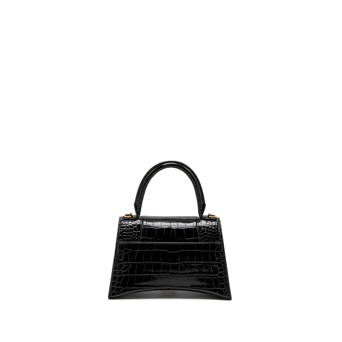 Balenciaga Small Hourglass Purse Crocodile-Embossed Calfskin Black