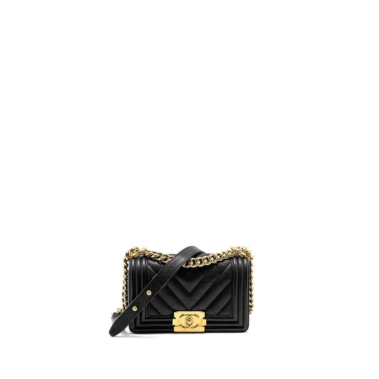 Chanel Chevron Small Boy Bag Caviar Black GHW