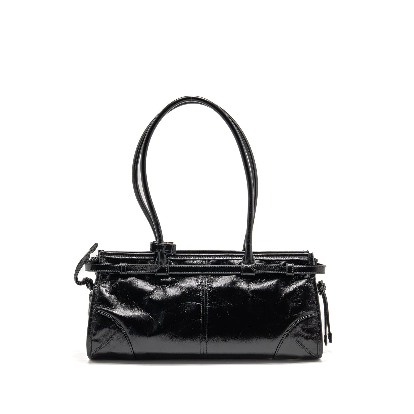 Prada Bonnie Medium Leather Handbag Calfskin black