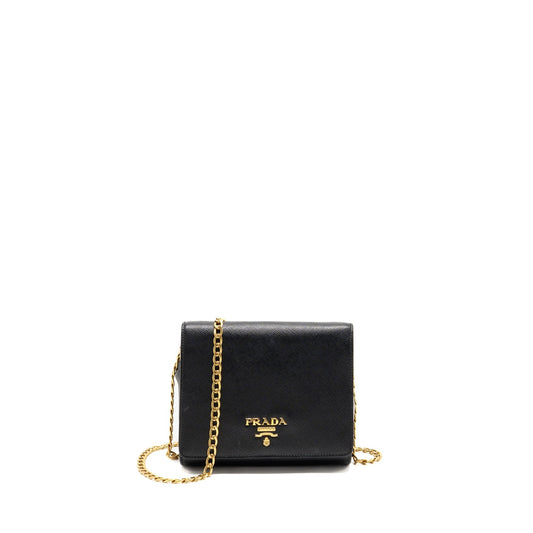 Prada Saffiano Chain Bag Calfskin Black GHW