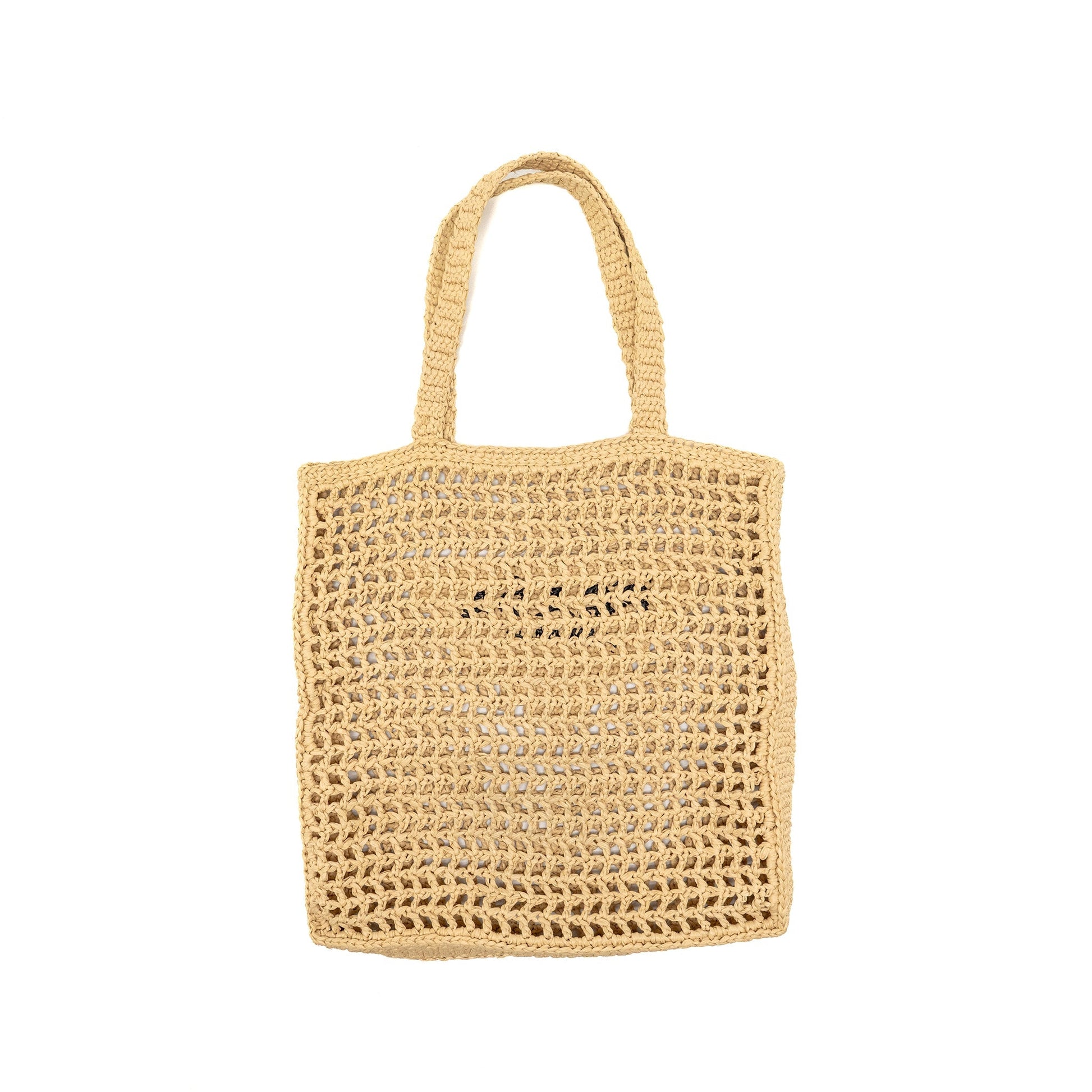 Prada Crochet Tote Purse Raffia Natural