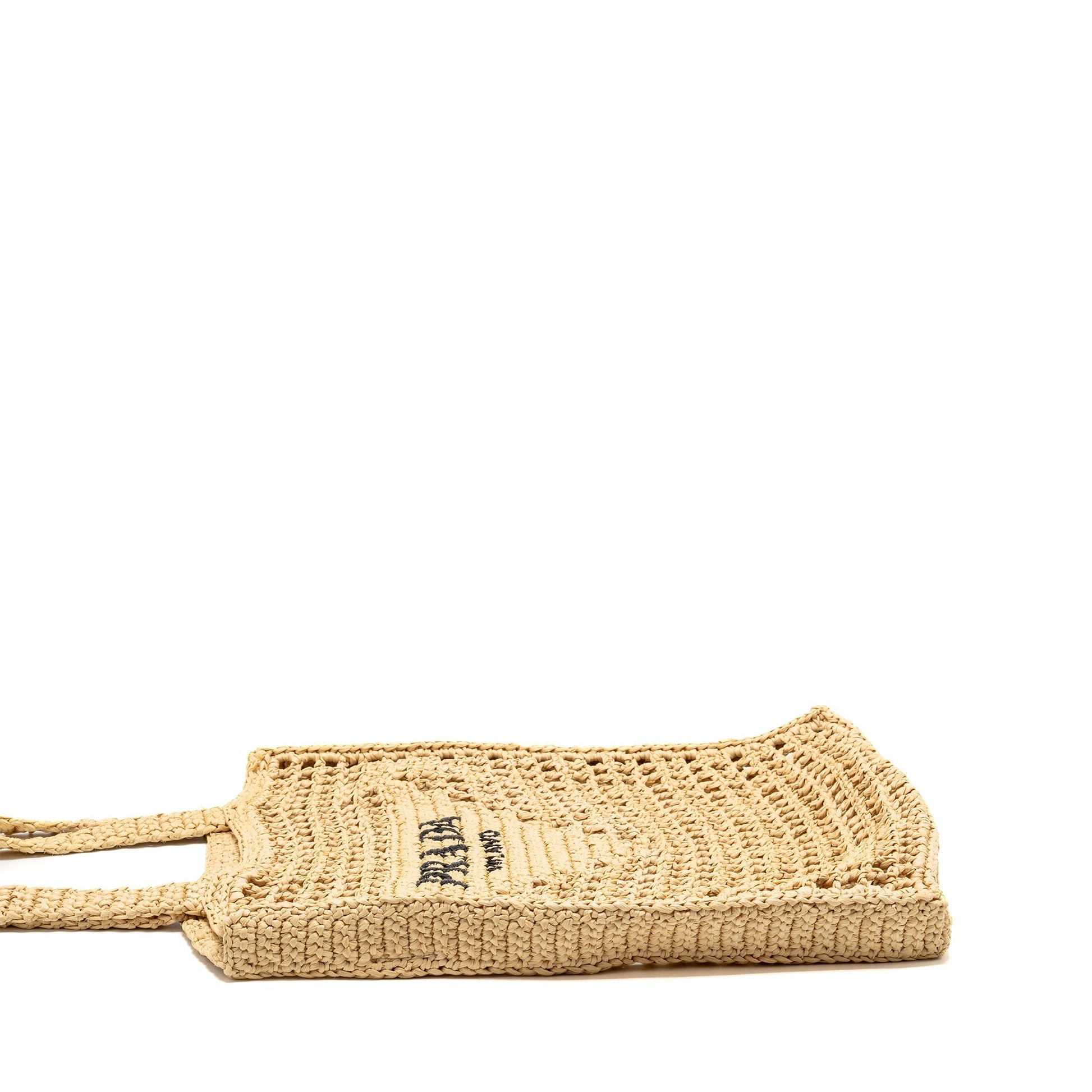 Prada Crochet Tote Purse Raffia Natural