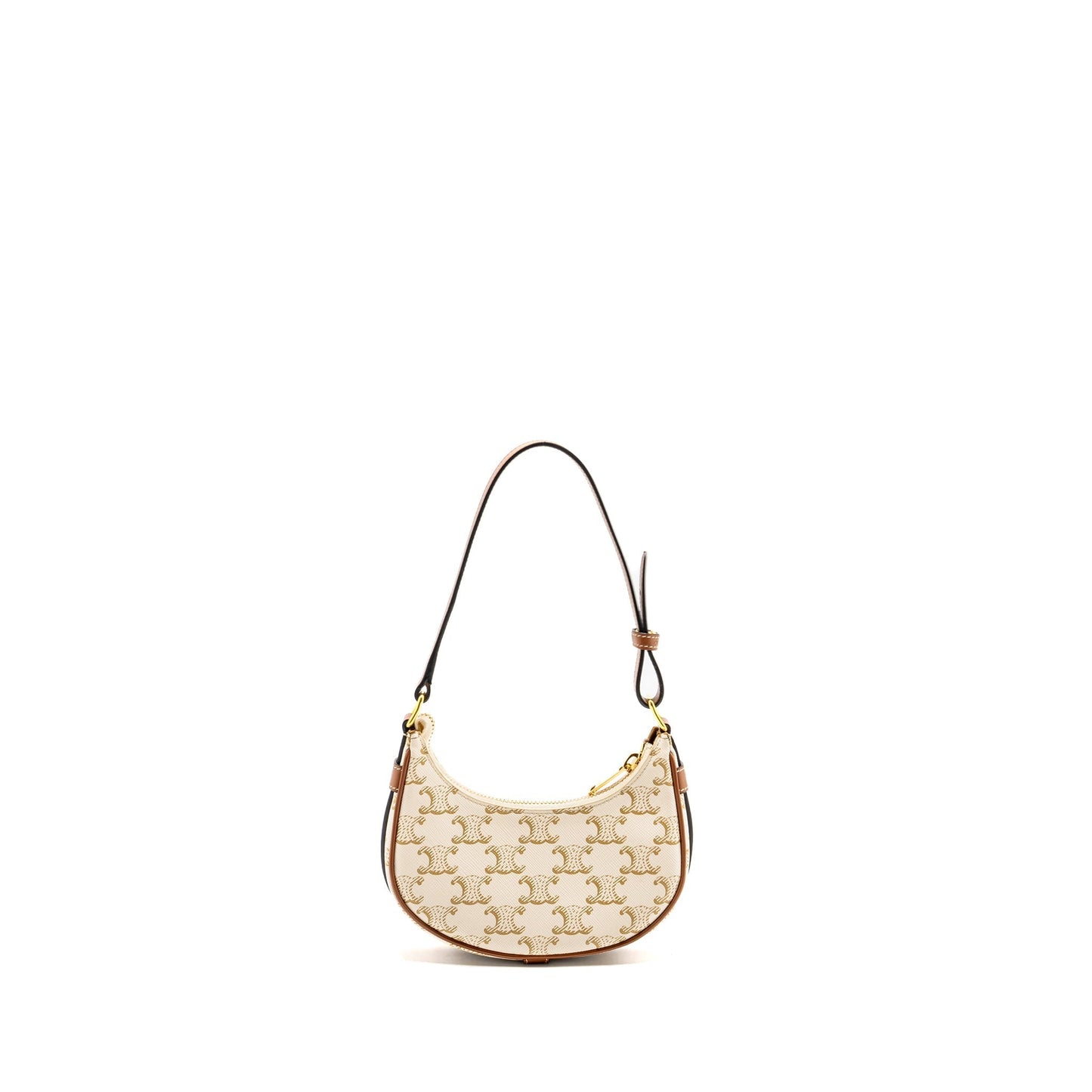 Luxury CELINE Mini Ava Bag Triomphe Canvas/Calfskin White/Brown GHW
