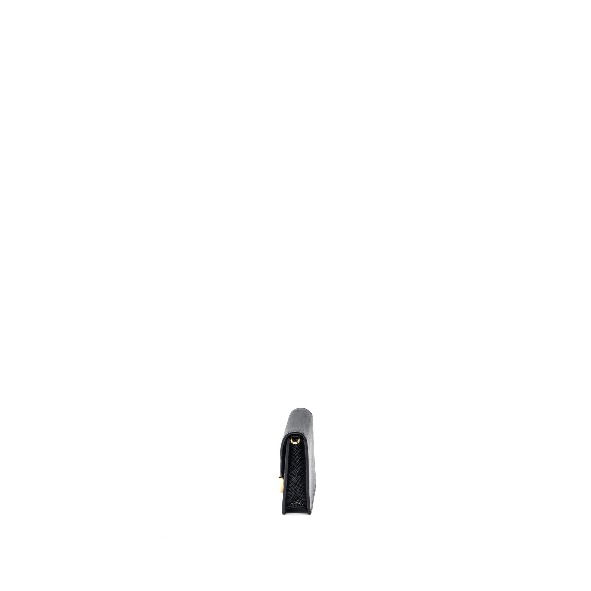 Prada Card Holder With Shoulder Strap Saffiano Leather Black