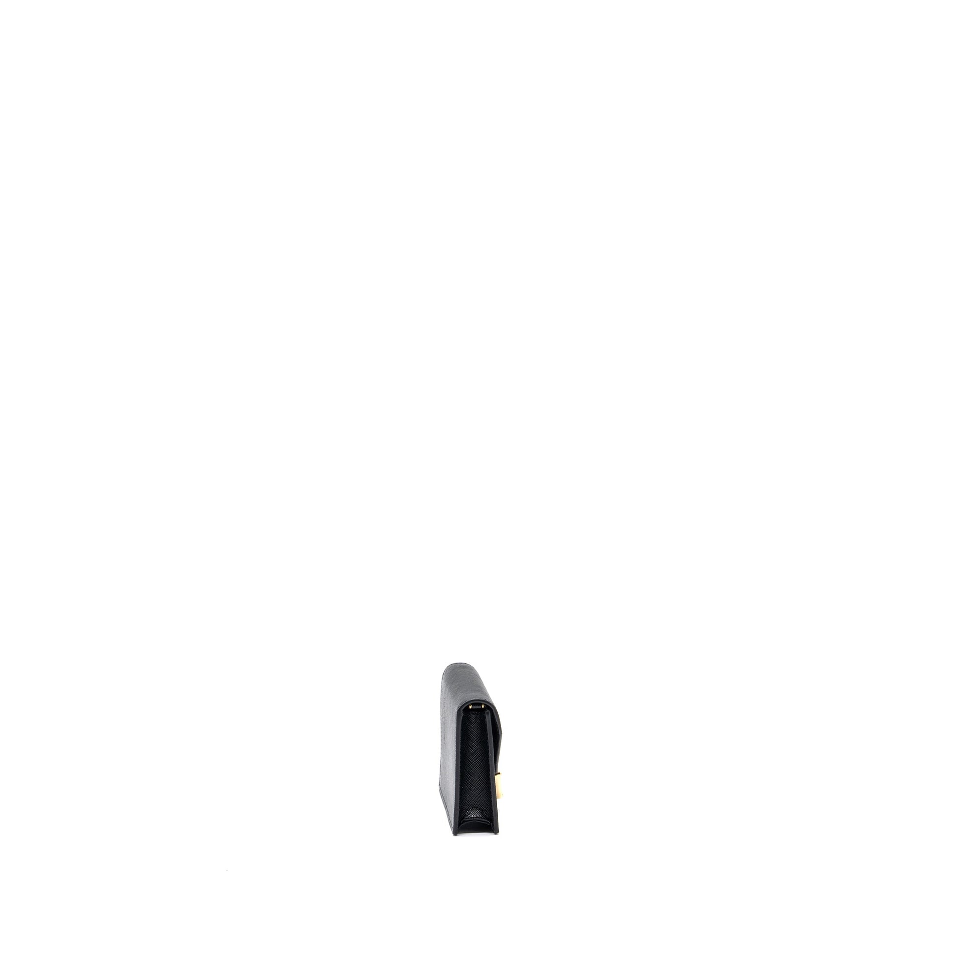 Prada Card Holder With Shoulder Strap Saffiano Leather Black