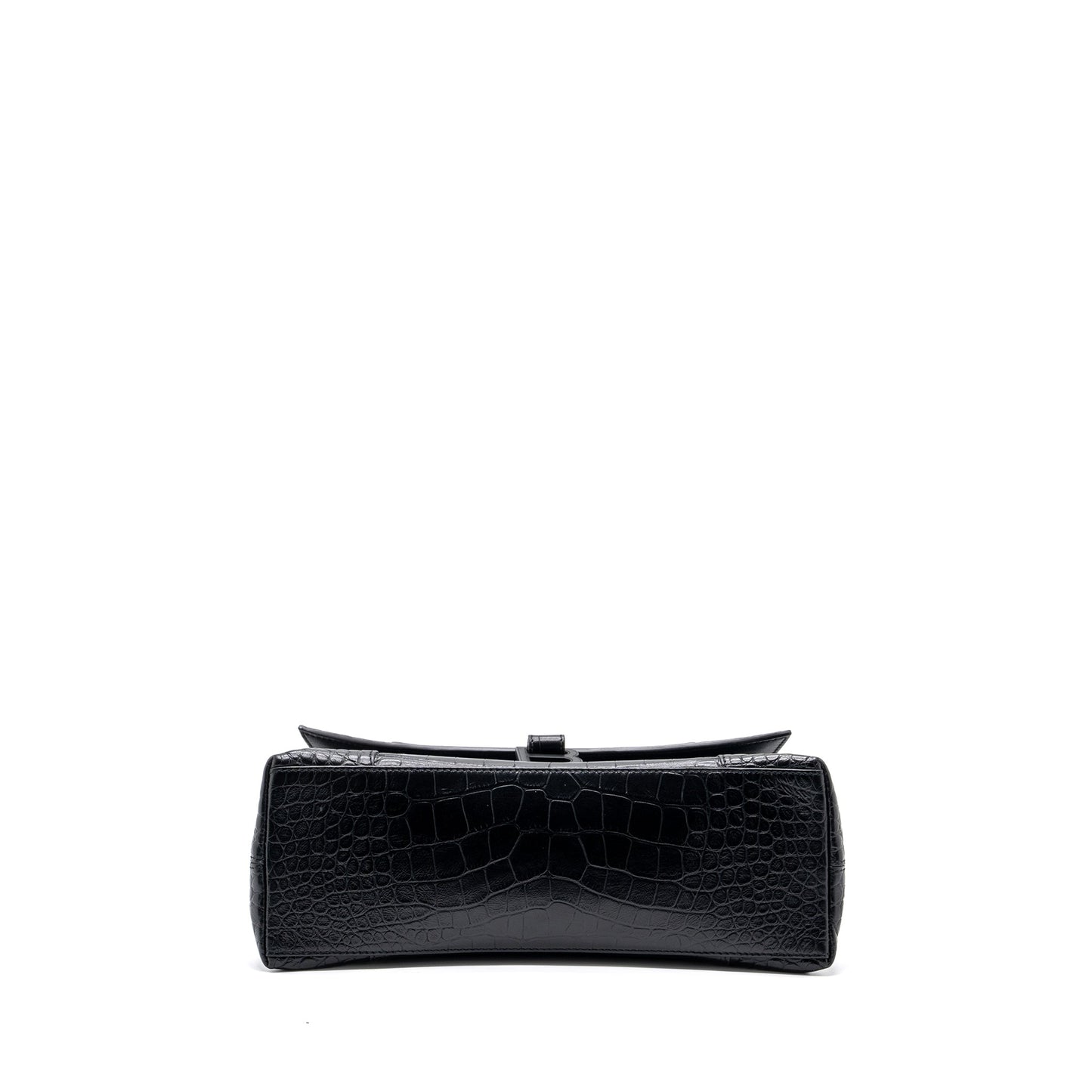 Balenciaga Downtown Small Shoudler Purse Crocodile Embossed Black with Black Hardware