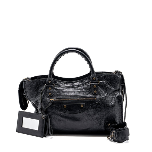 Balenciaga Classic City Purse leather Black Ruthenium Gold Hardware