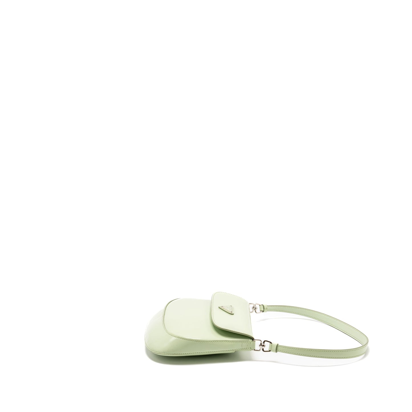 Prada Small Cleo Shoulder Bag Brushed Leather Light Green SHW