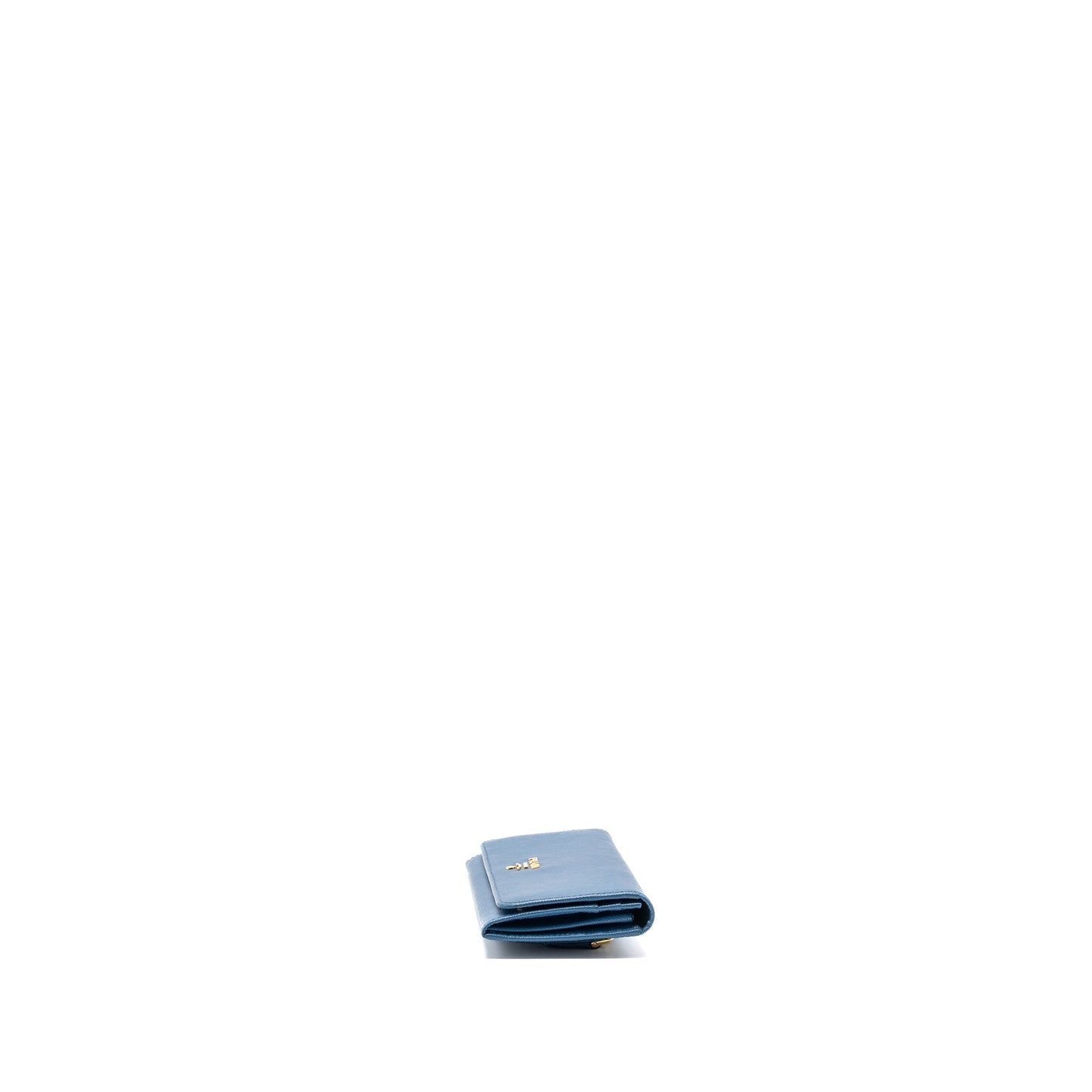 Prada Saffiano Long Wallet Calfskin Blue GHW