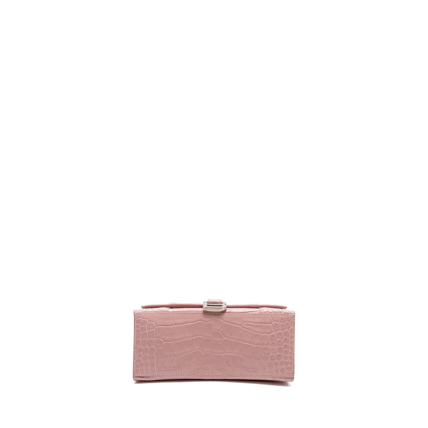 Balenciaga Hourglass S Crocodile-Embossed Calfskin Pink