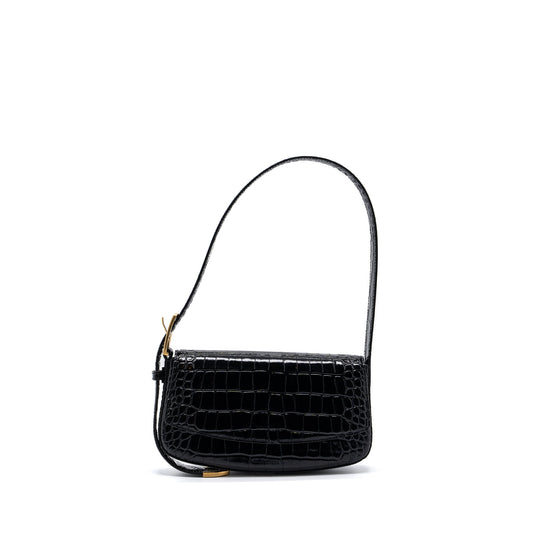 Balenciaga Ghost Sling Purse Crocodile-Embossed Leather Black
