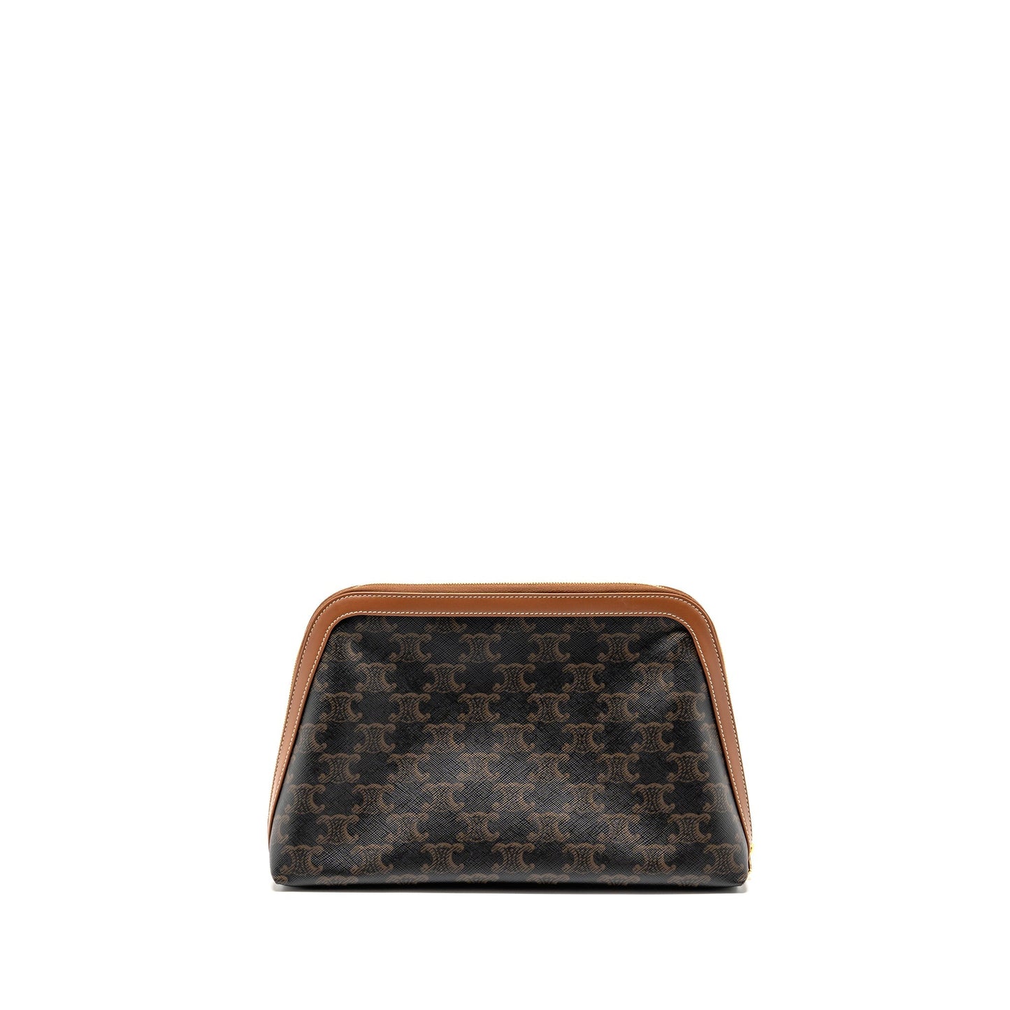 Celine Large Cosmetic Pouch Triomphe Canvas/Calfskin Tan