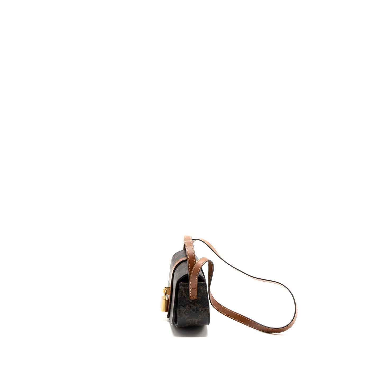 Celine Clutch On Strap Tabou Calfskin/Triomphe Canvas Tan