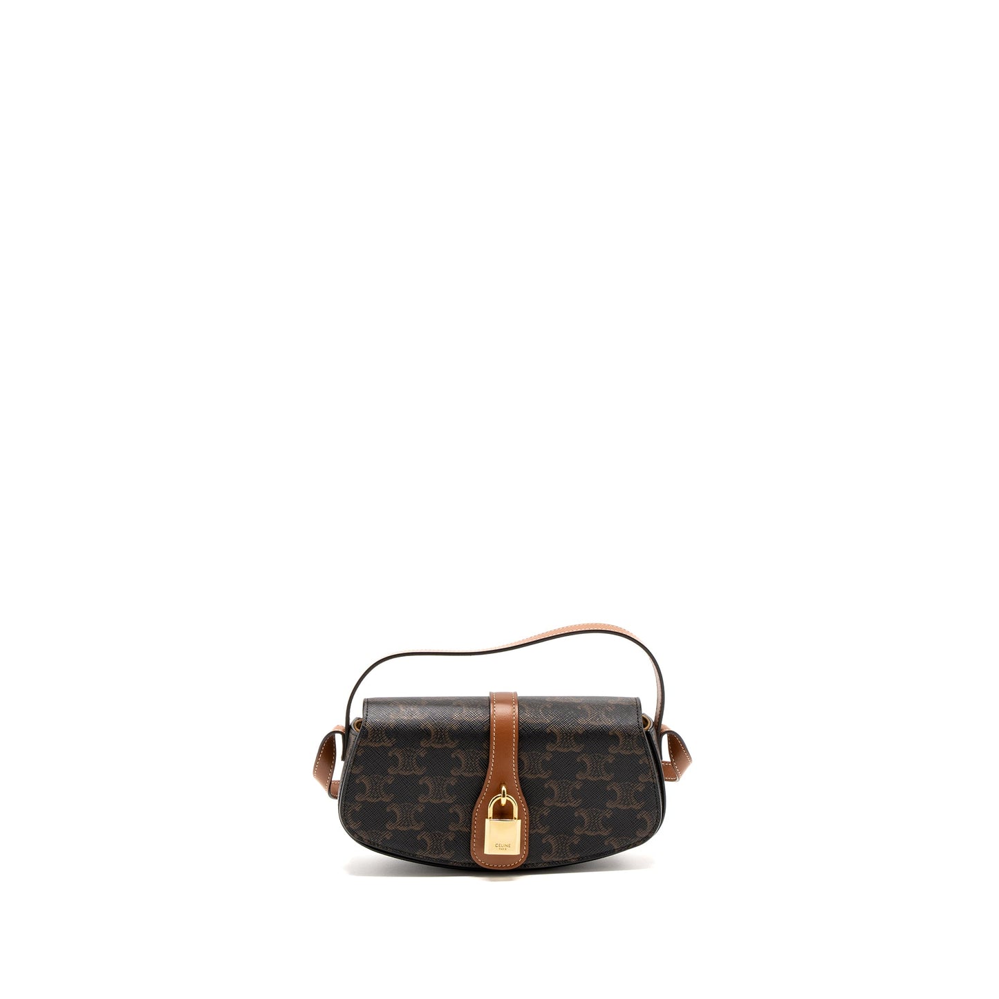 Celine Clutch On Strap Tabou Calfskin/Triomphe Canvas Tan