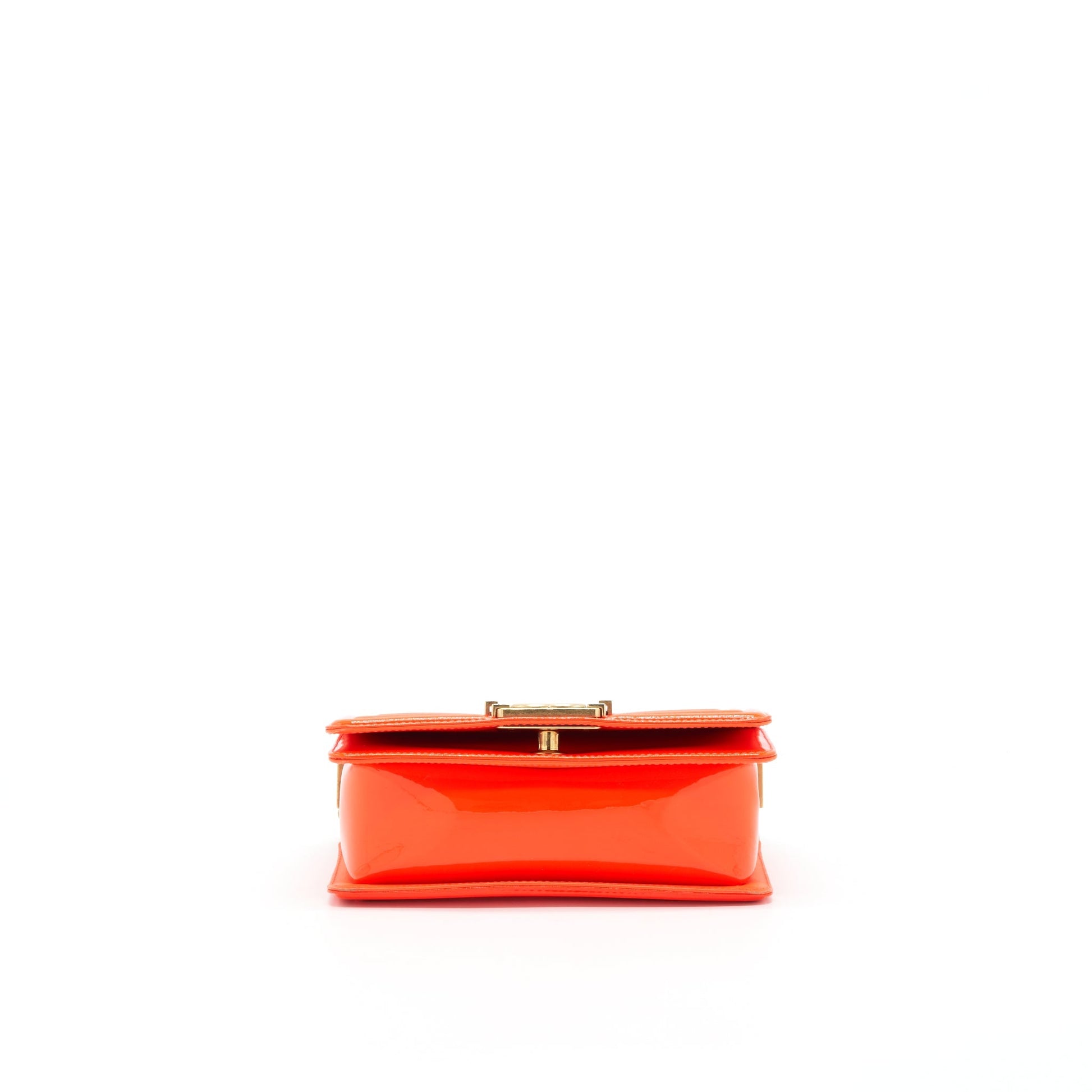 Chanel Small Boy Bag patent leather Bright Orange