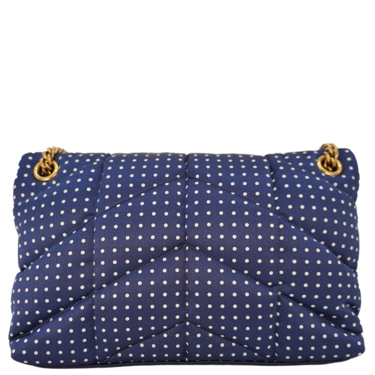 SAINT LAURENT Loulou Puffer Polka Dots Canvas Crossbody Bag Blue