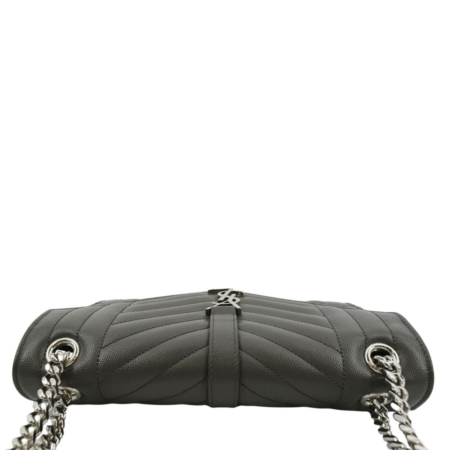 SAINT LAURENT Envelope Chain Medium Mix MatelassÃÂ© Leather Crossbody Bag Grey