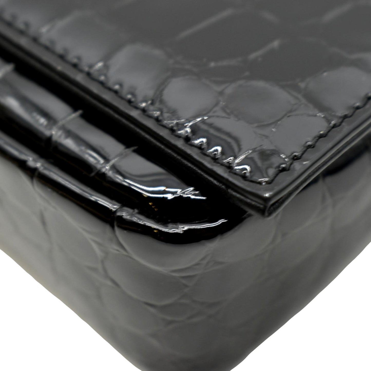 SAINT LAURENT Kate 99 Embossed Alligator Leather Chain Shoulder Bag Black