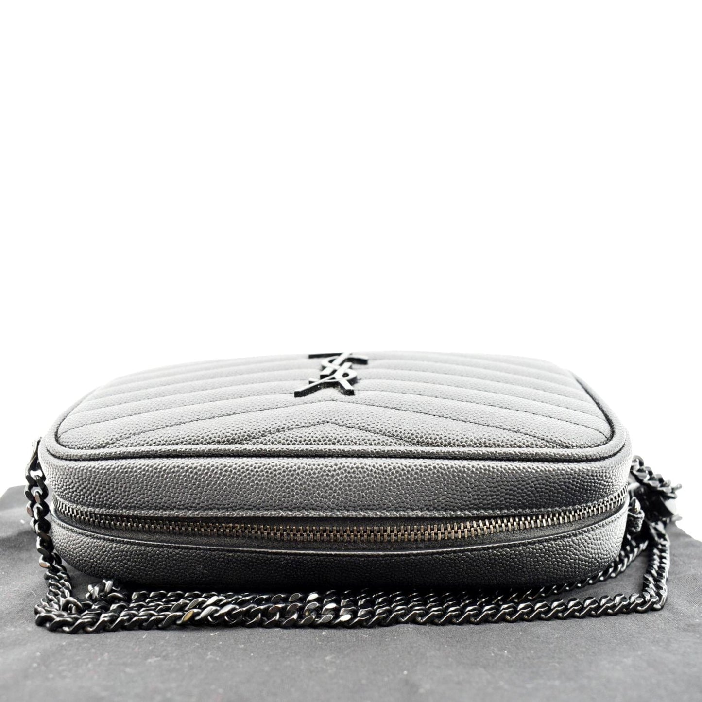 SAINT LAURENT Small Lou Leather Camera Crossbody Bag Black