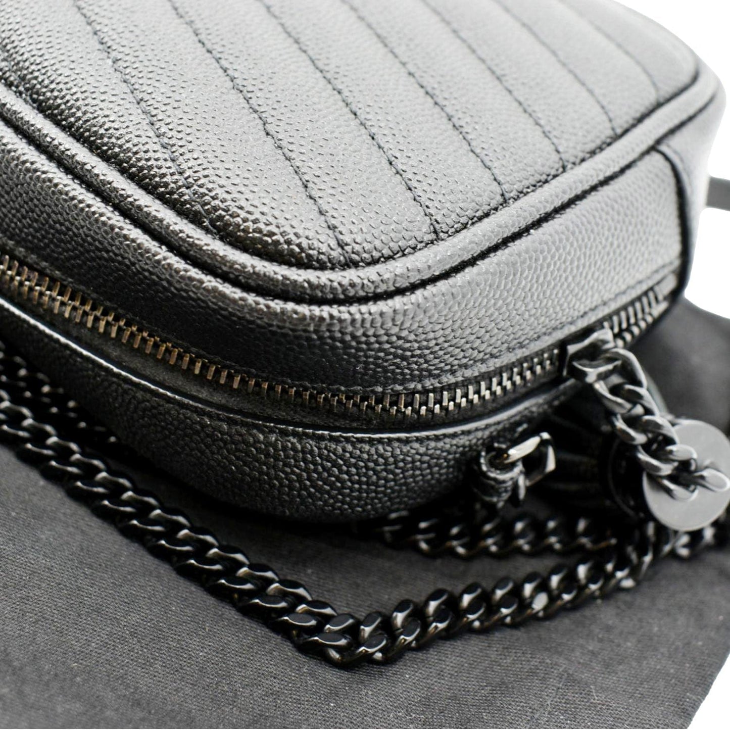 SAINT LAURENT Small Lou Leather Camera Crossbody Bag Black