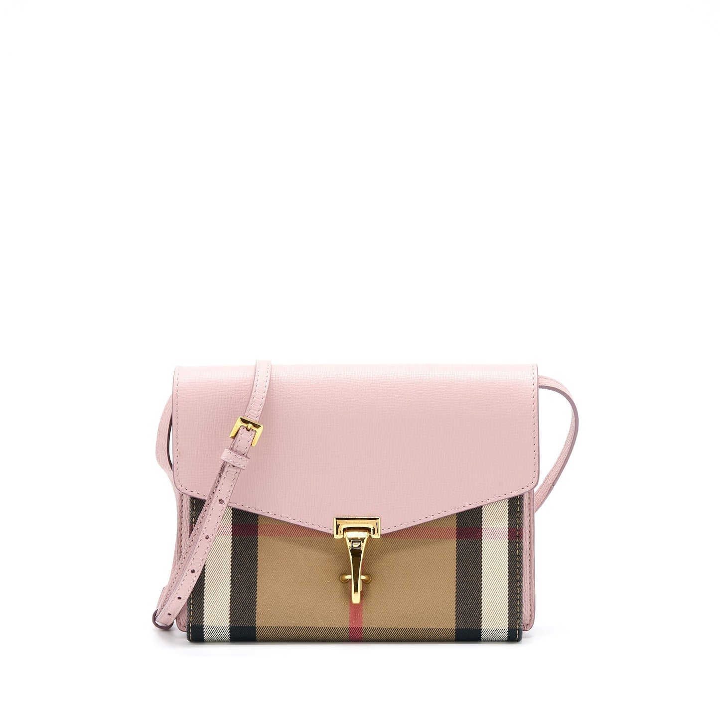 Burberry Small Leather And Ho Check Crossbody Bag Pale Orchid