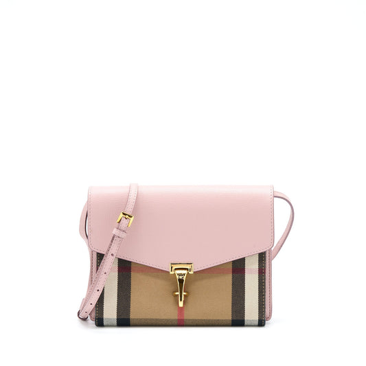 Burberry Small Leather And Ho Check Crossbody Bag Pale Orchid