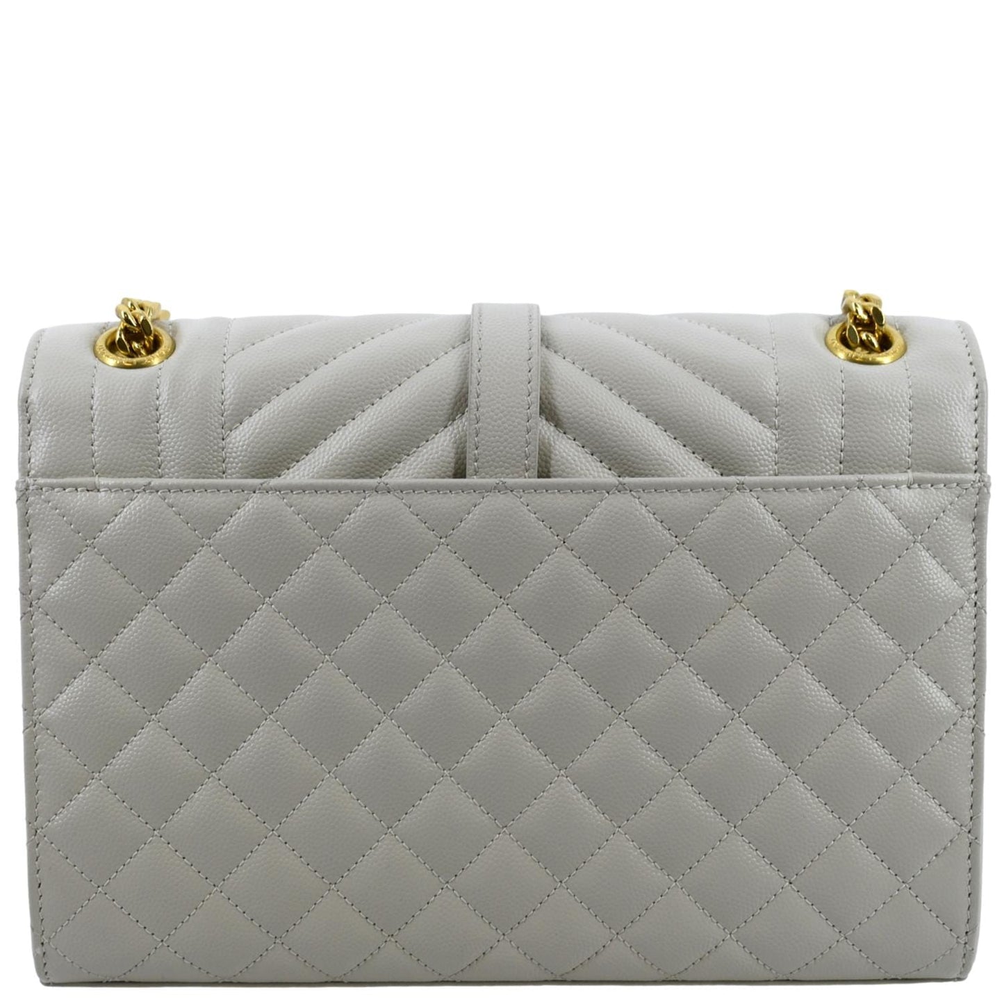 SAINT LAURENT Envelope Medium Matelasse Leather Crossbody Bag White
