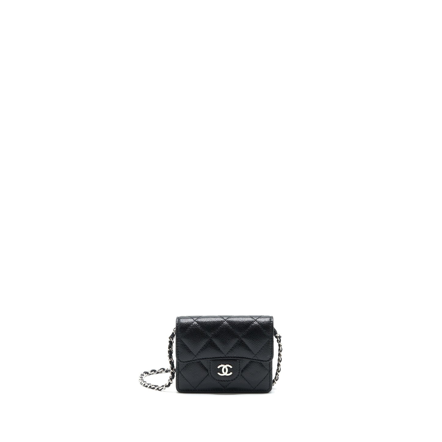 Chanel Card Holder With Chain Black Caviar