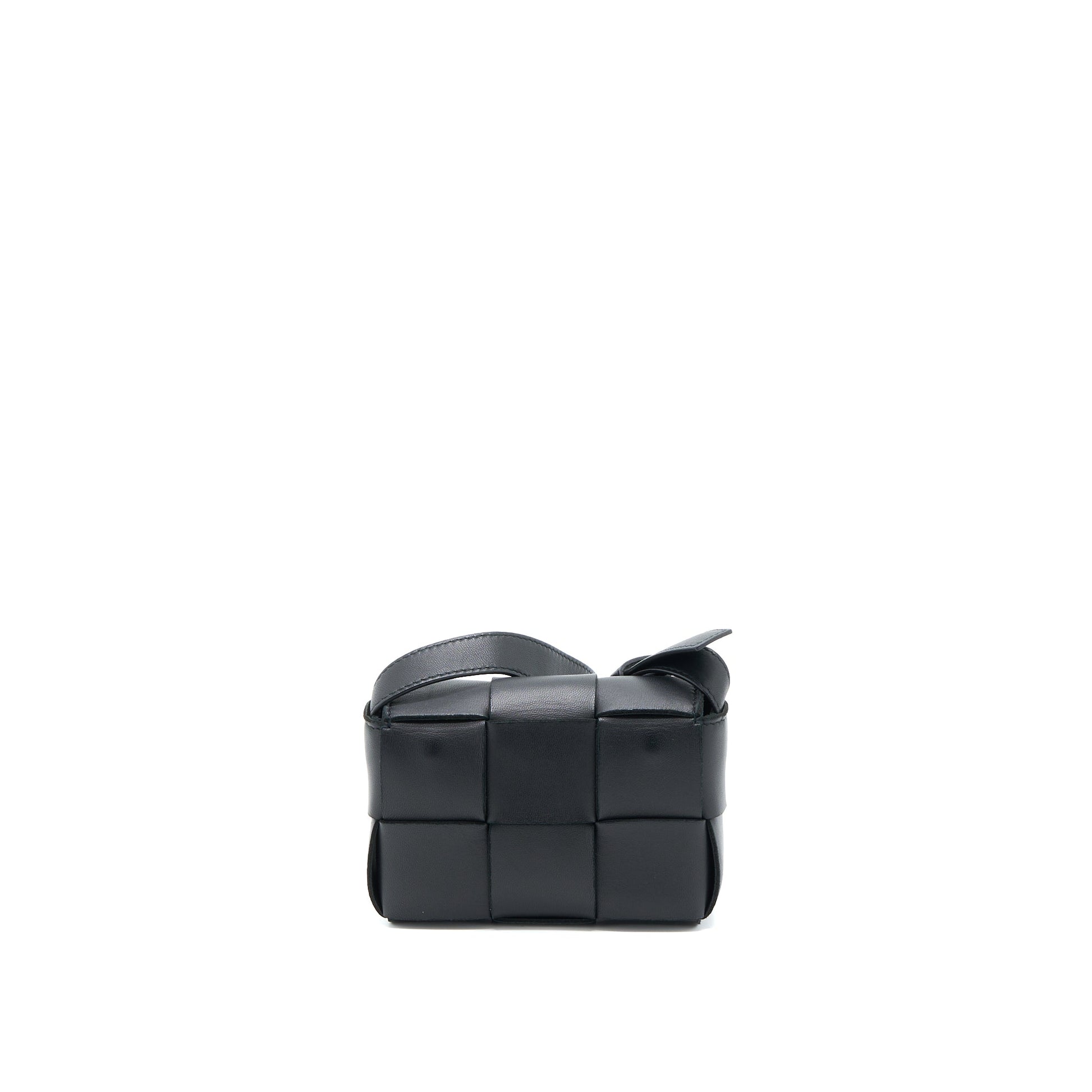 Bottega Veneta Mini Cassette Intrecciato Crossbody Purse Black