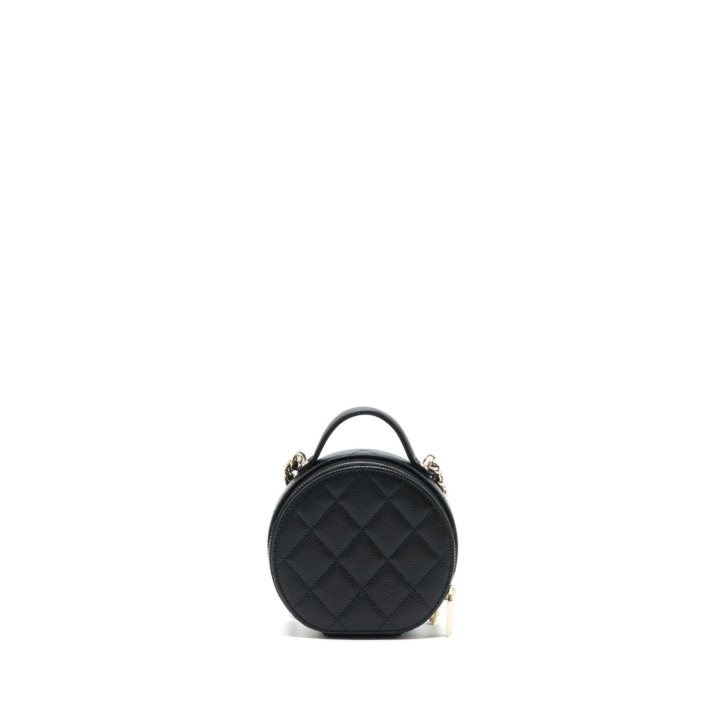 Chanel 22C Top Handle Mini Round Vanity On Chain Caviar Black L