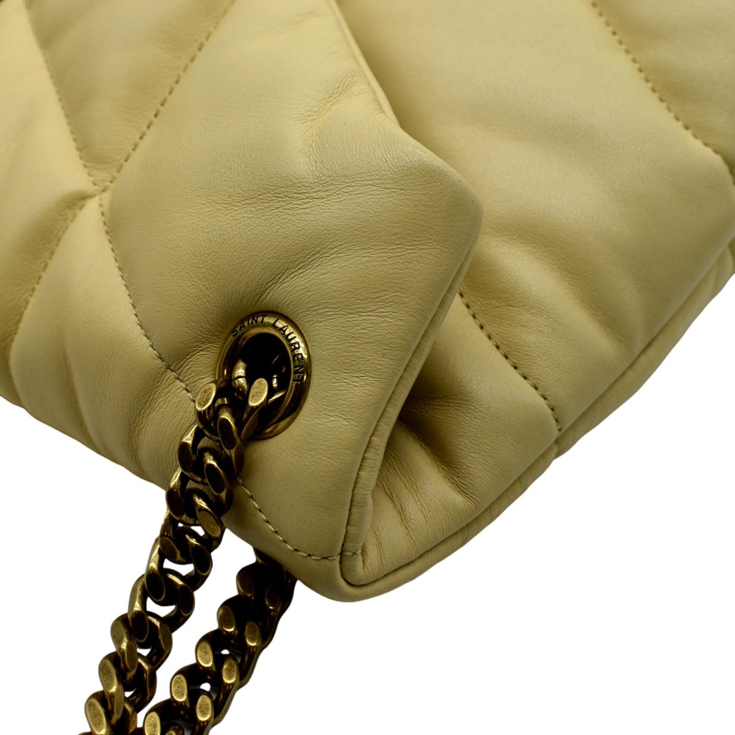 SAINT LAURENT Loulou Puffer Quilted Leather Crossbody Bag Light Creme