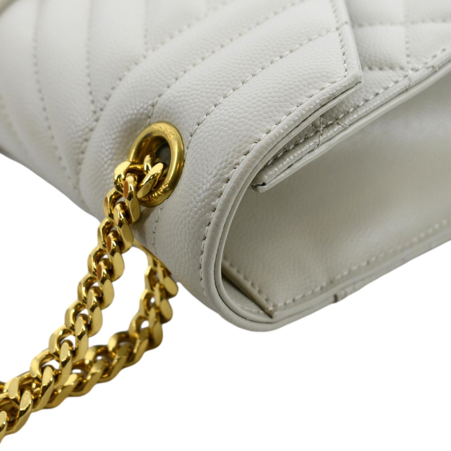 SAINT LAURENT Envelope Medium Matelasse Leather Crossbody Bag White