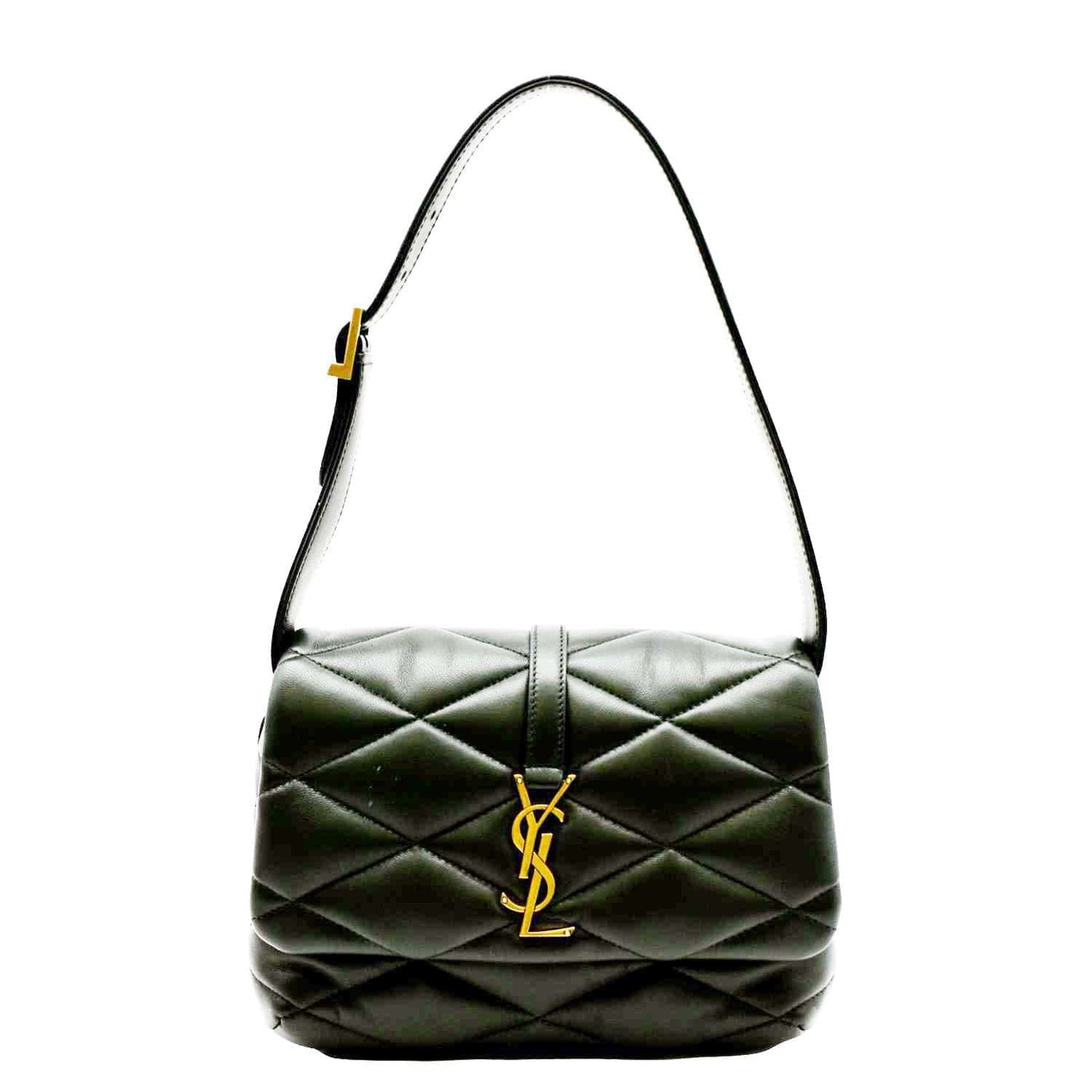 SAINT LAURENT LE 57 Quilted Lambskin Leather Hobo Bag Green