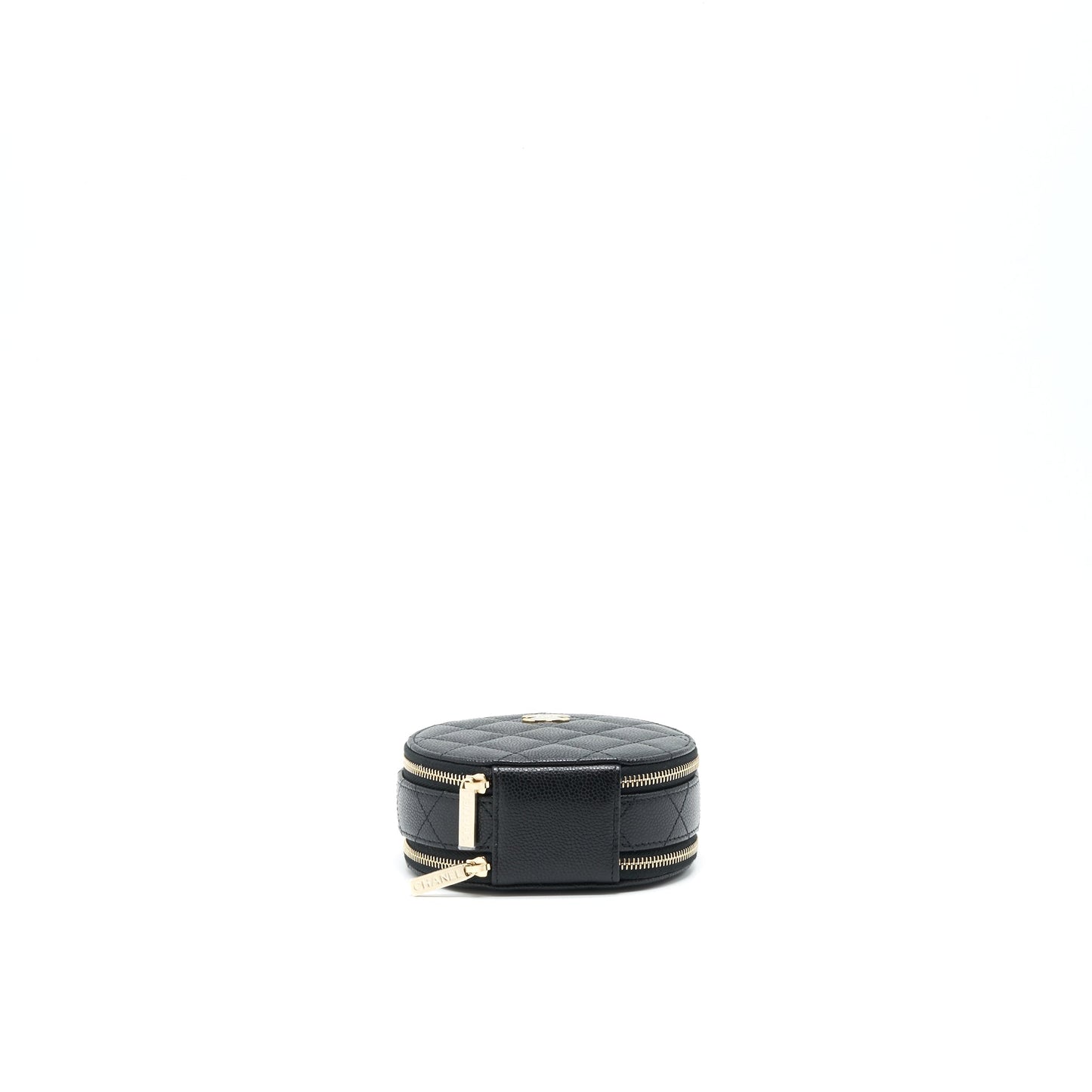 Chanel 22C Top Handle Mini Round Vanity On Chain Caviar Black L