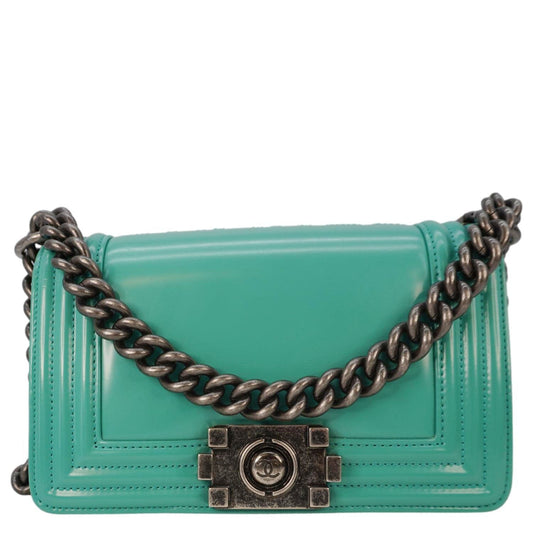 Chanel Boy Small Patent Leather Shoulder Bag Green