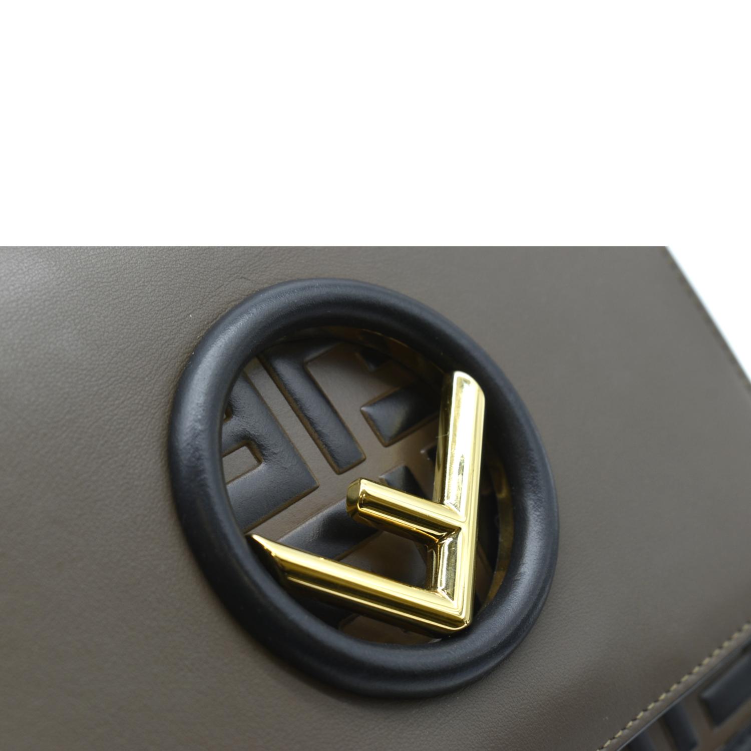FENDI Kan I F Zucca Leather Shoulder Bag Brown