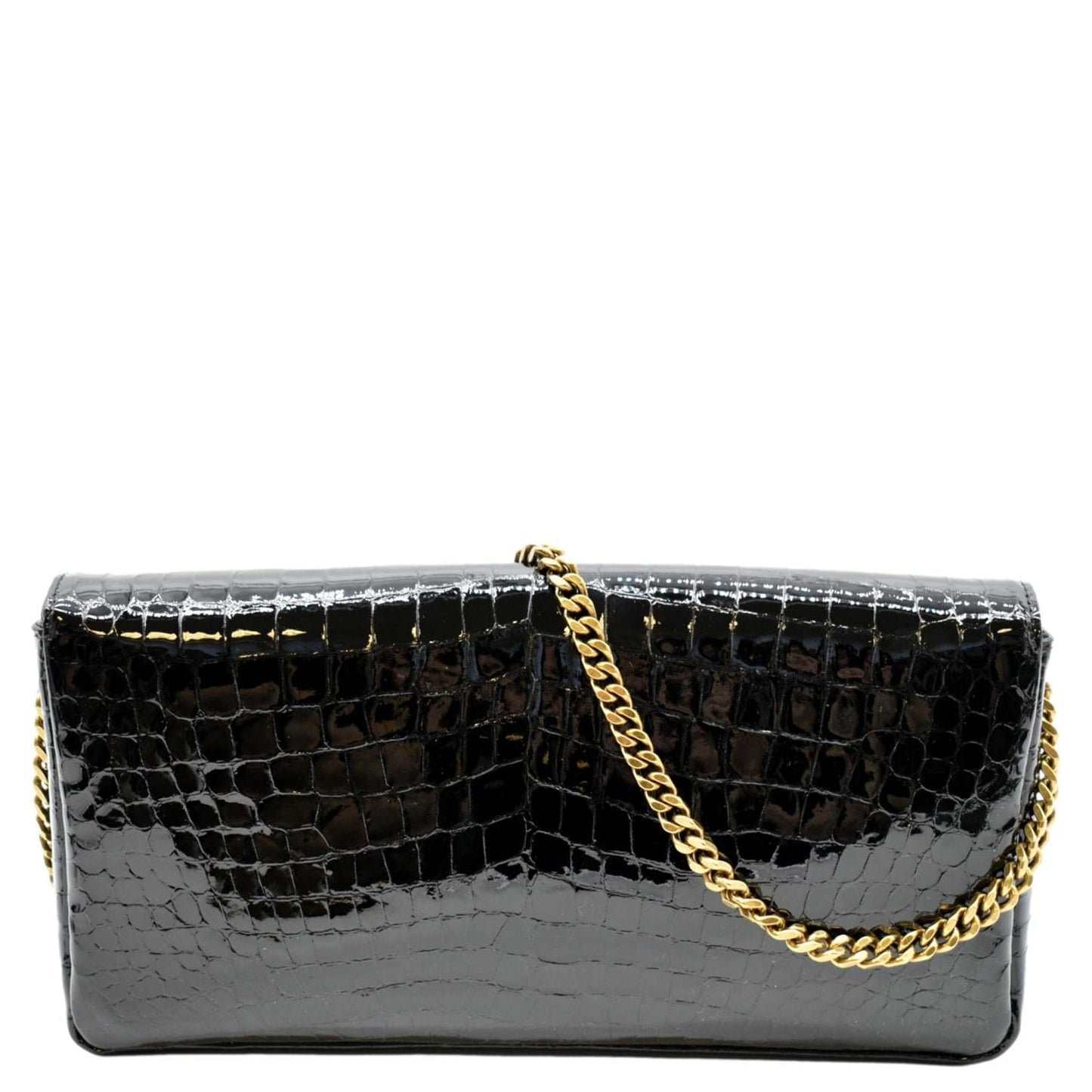 SAINT LAURENT Kate 99 Embossed Alligator Leather Chain Shoulder Bag Black