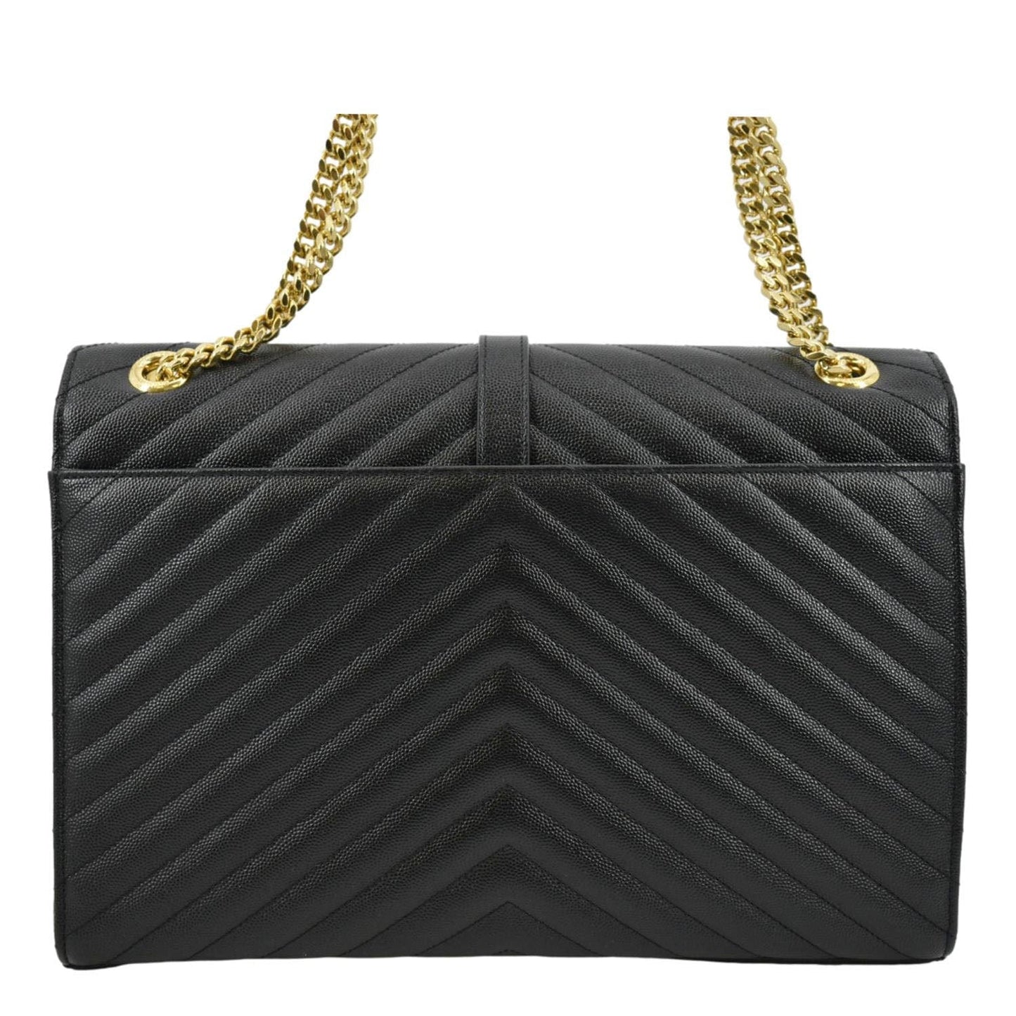 SAINT LAURENT Large Envelope Flap Matelasse Leather Shoulder Bag Black