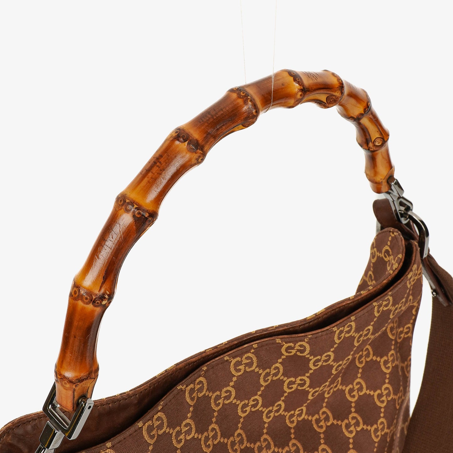 Gucci Bamboo Top Handle GG Canvas Brown/Biege Hobo Bag