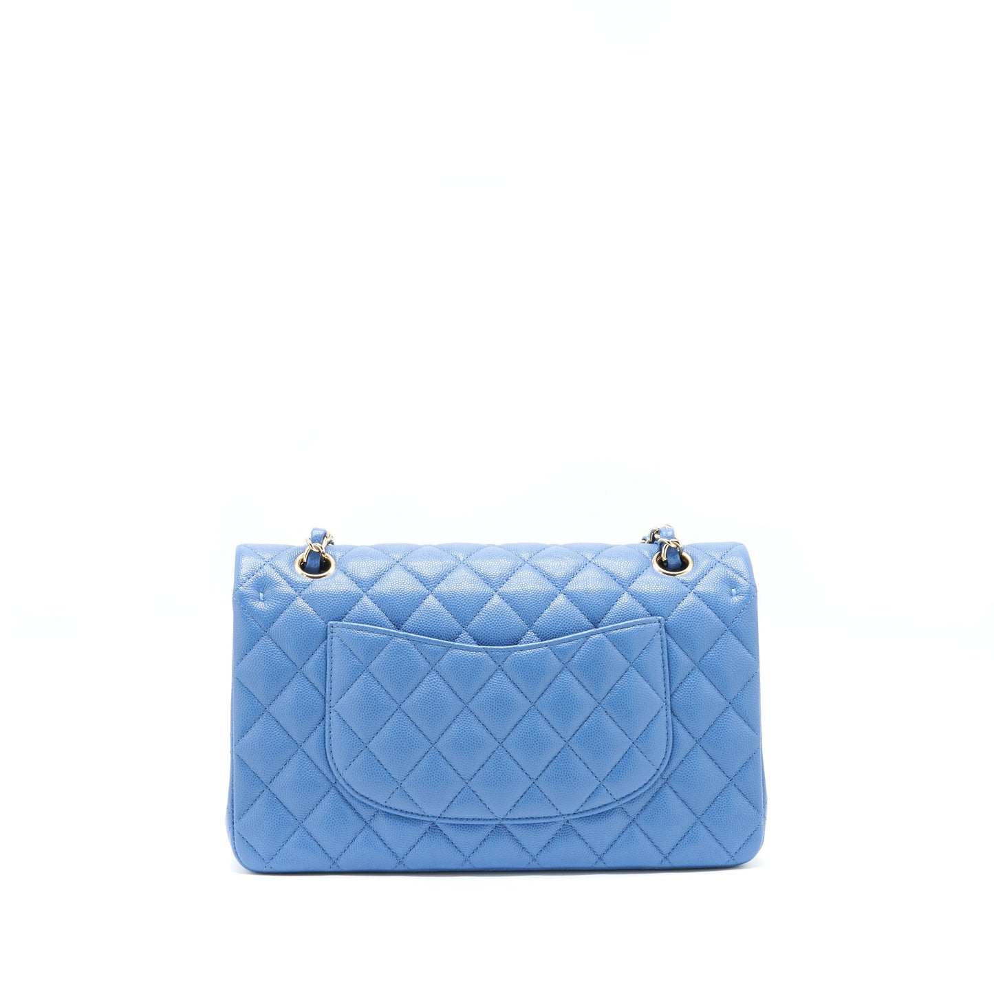 Chanel Medium Classic Double Flap 25cm Blue Caviar L