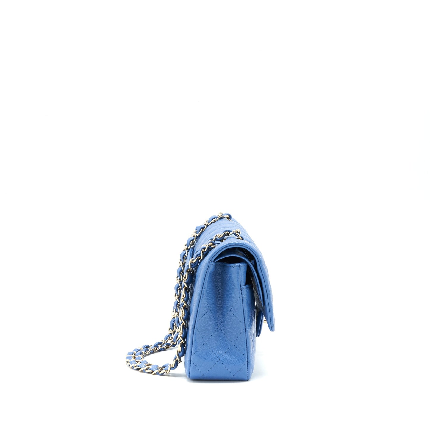 Chanel Medium Classic Double Flap 25cm Blue Caviar L